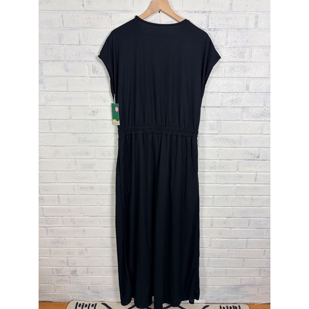Halara Waffle Knit Wide Leg Jumpsuit Womens L Black Pleated Pockets Travel - Picture 2 of 10
